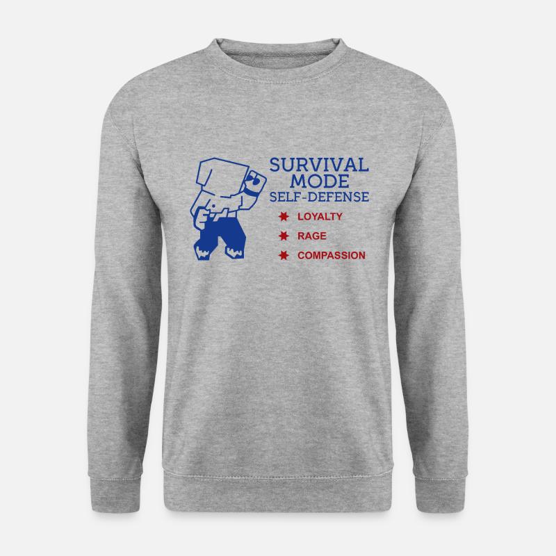 Überlebensmodus Selbstverteidigung - Unisex Pullover - Weißgrau meliert