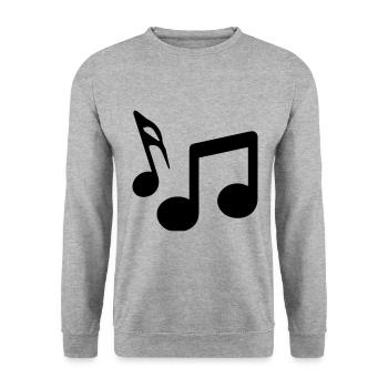 Musiknoten zeichen - Unisex Pullover - Weißgrau meliert - Vorne - Alina (178cm) & Michal (187cm)