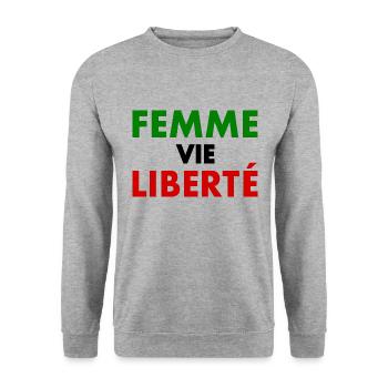Freiheit des Frauenlebens - Unisex Pullover - Weißgrau meliert - Vorne - Alina (178cm) & Michal (187cm)