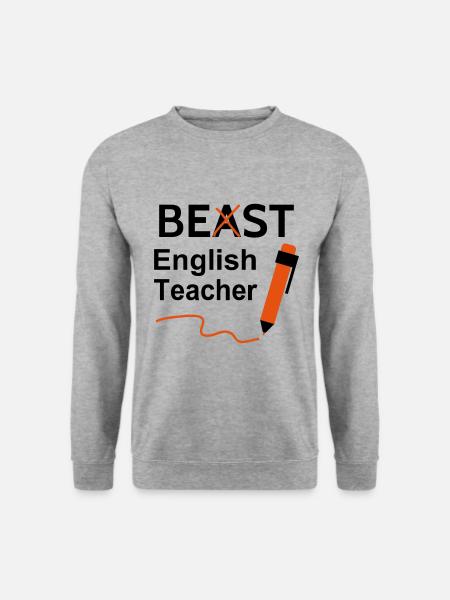 Funny Beast Bester Englischlehrer - Unisex Pullover - Weißgrau meliert