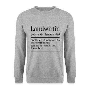 Landwirtin Bäuerin Definition Bedeutung Spruch - Unisex Pullover - Weißgrau meliert - Vorne - Alina (178cm) & Michal (187cm)
