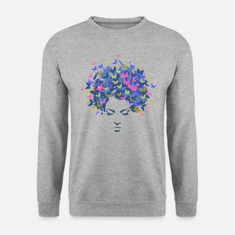 Frau Haar Grafik - Unisex Pullover - Weißgrau meliert