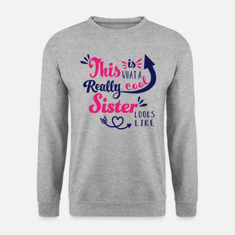 Cool Sister - Coole Schwester Sisters Geschenkidee - Unisex Pullover - Weißgrau meliert
