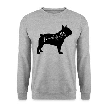 French Bulldog - Unisex Pullover - Weißgrau meliert - Vorne - Alina (178cm) & Michal (187cm)