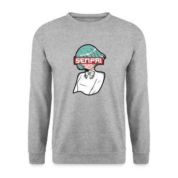 Anime Fan Präsent Japanischer Zeichentrick Cosplay - Unisex Pullover - Weißgrau meliert - Vorne - Alina (178cm) & Michal (187cm)