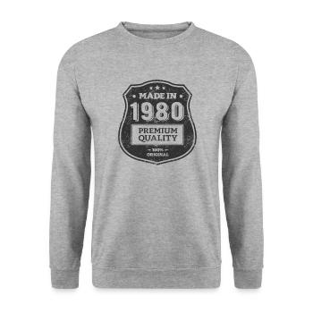 MADE IN 1980 - Unisex Sweatshirt - salt & pepper - Front - Alina (178cm) & Michal (187cm)