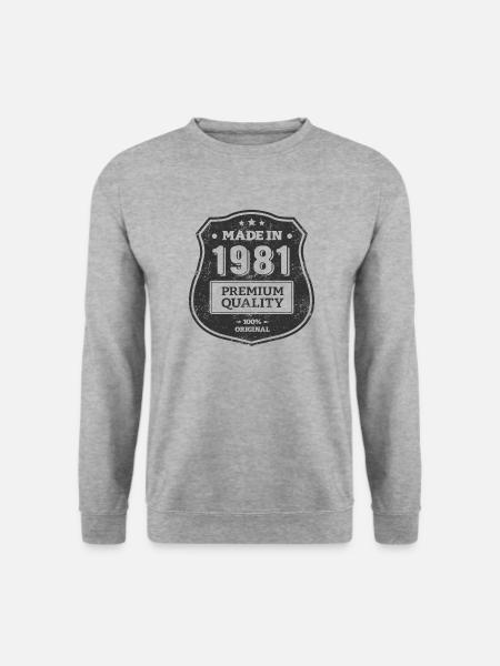 HERGESTELLT 1981 - Unisex Pullover - Weißgrau meliert