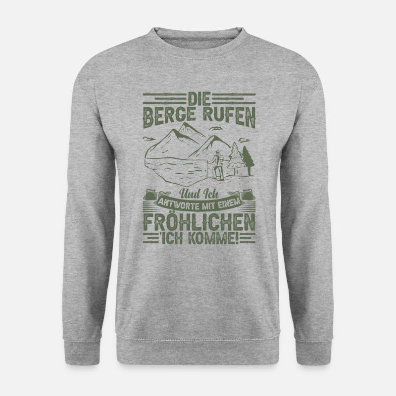 Trekking Bergsteigen Outdoor Berge Wandern - Unisex Pullover - Weißgrau meliert