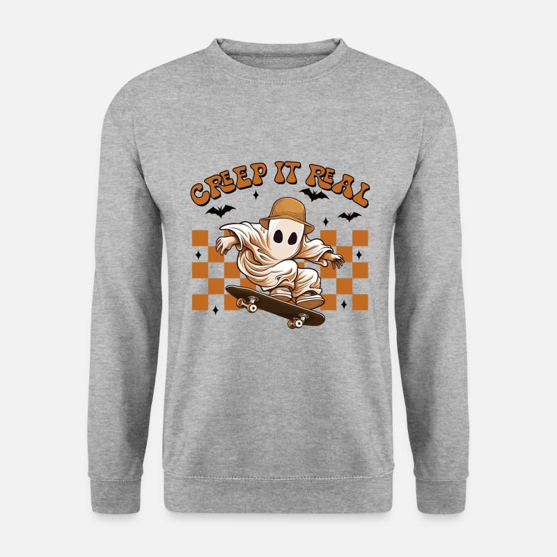 Halloween Creep It Real - Unisex Pullover - Weißgrau meliert