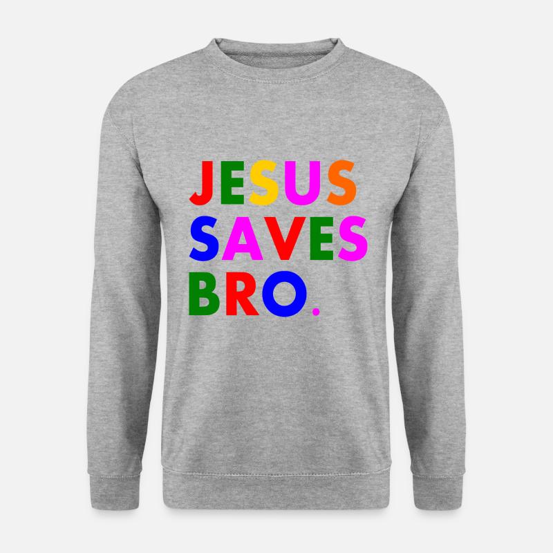 Jesus saves bro - Unisex Pullover - Weißgrau meliert
