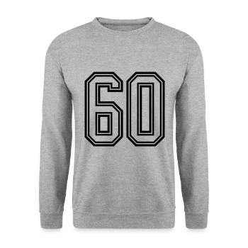 60 number symbol - Unisex Sweatshirt - salt & pepper - Front - Alina (178cm) & Michal (187cm)