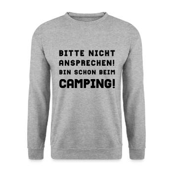 bitte nicht ansprechen camping - Unisex Pullover - Weißgrau meliert - Vorne - Alina (178cm) & Michal (187cm)