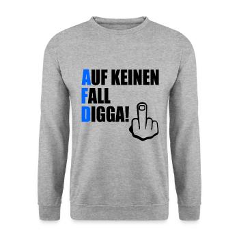 auf keinen fall digga - Unisex Pullover - Weißgrau meliert - Vorne - Alina (178cm) & Michal (187cm)