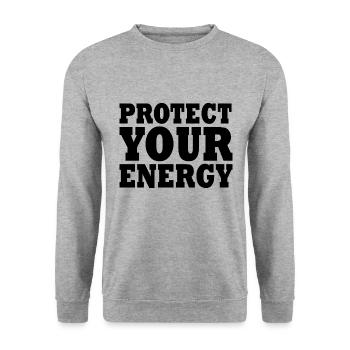Protect your energy - Unisex Pullover - Weißgrau meliert - Vorne - Alina (178cm) & Michal (187cm)