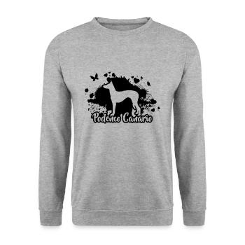 PODENCO CANARIO Hunde Hund Wilsigns - Unisex Pullover - Weißgrau meliert - Vorne - Alina (178cm) & Michal (187cm)