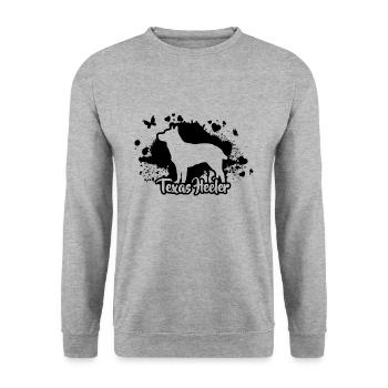 TEXAS HEELER Dog Dog Dogs Wilsigns - Unisex Sweatshirt - salt & pepper - Front - Alina (178cm) & Michal (187cm)