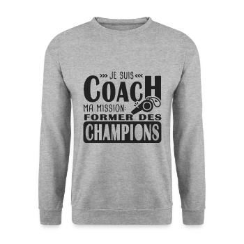 coach. je suis coach former des champions - Sweat-shirt Unisexe - gris chiné - Devant - Alina (178cm) & Michal (187cm)