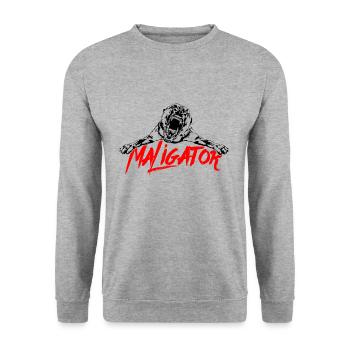 MALIGATOR Belgian Malinois IGP Hunde Wilsigns - Unisex Pullover - Weißgrau meliert - Vorne - Alina (178cm) & Michal (187cm)