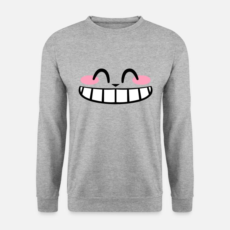 Kawaii Wide Smile | Kate 2021 Panzer - Unisex Pullover - Weißgrau meliert
