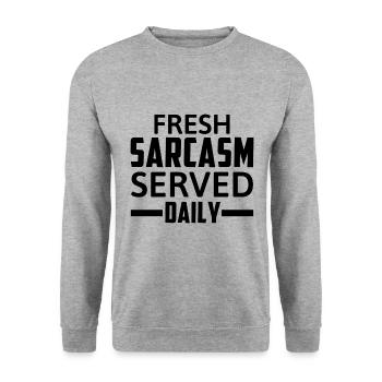 Fresh Sarcasm Served Daily Funny Saying - Unisex Sweatshirt - salt & pepper - Front - Alina (178cm) & Michal (187cm)