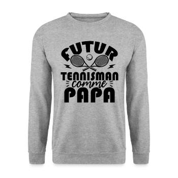Futur tennisman comme papa - Sweat-shirt Unisexe - gris chiné - Devant - Alina (178cm) & Michal (187cm)