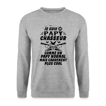 Un Papy Chasseur comme un Papy Normal Cadeau Papy - Sweat-shirt Unisexe - gris chiné - Devant - Alina (178cm) & Michal (187cm)