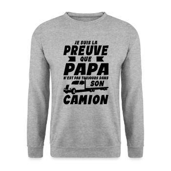 Papa Bébé Nourrisson Enfant Camion Routier - Sweat-shirt Unisexe - gris chiné - Devant - Alina (178cm) & Michal (187cm)