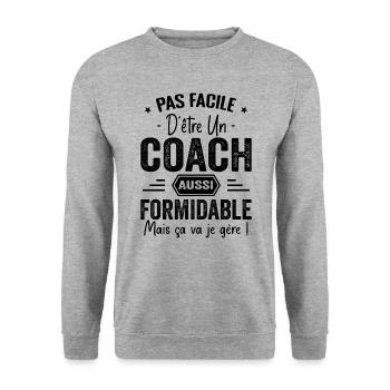 Coach Entraineur Sportif Cadeau Coach - Sweat-shirt Unisexe - gris chiné - Devant - Alina (178cm) & Michal (187cm)