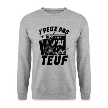 Je Peux Pas J'ai Teuf - Sweat-shirt Unisexe - gris chiné - Devant - Alina (178cm) & Michal (187cm)