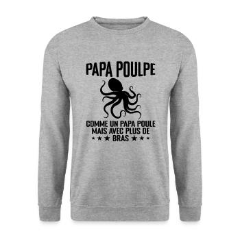Papa Poulpe Cadeau Drôle Papa Humour - Sweat-shirt Unisexe - gris chiné - Devant - Alina (178cm) & Michal (187cm)