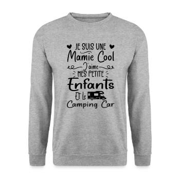 Mamie J'aime Mes Petite Enfants et le Camping-Car - Sweat-shirt Unisexe - gris chiné - Devant - Alina (178cm) & Michal (187cm)