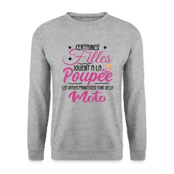 Princesses En Moto - Sweat-shirt Unisexe - gris chiné - Devant - Alina (178cm) & Michal (187cm)