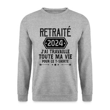 Retraité 2024 Humour Retraite Cadeau Pour Retraité - Sweat-shirt Unisexe - gris chiné - Devant - Alina (178cm) & Michal (187cm)