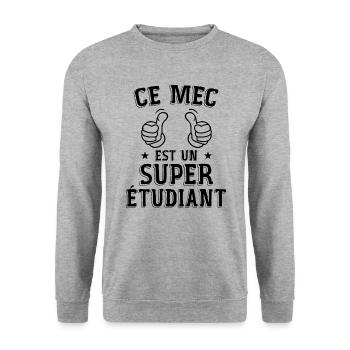 Ce mec est un super étudiant cadeau étudiant - Sweat-shirt Unisexe - gris chiné - Devant - Alina (178cm) & Michal (187cm)
