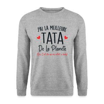 J'ai la meilleure tata de la planète - Sweat-shirt Unisexe - gris chiné - Devant - Alina (178cm) & Michal (187cm)