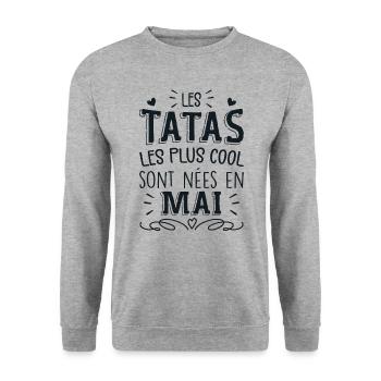 Anniversaire Tante Tata Mai Cadeau - Sweat-shirt Unisexe - gris chiné - Devant - Alina (178cm) & Michal (187cm)
