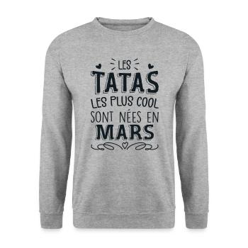 Anniversaire Tante Tata Mars Cadeau - Sweat-shirt Unisexe - gris chiné - Devant - Alina (178cm) & Michal (187cm)