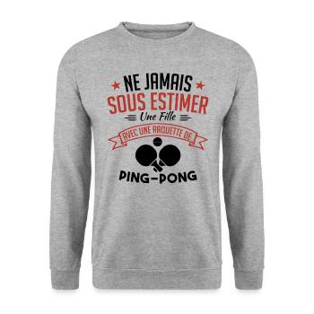 Une Fille Et joueur de ping-pong - Sweat-shirt Unisexe - gris chiné - Devant - Alina (178cm) & Michal (187cm)