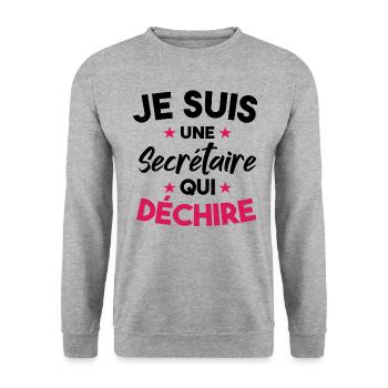 Je Suis Une Secrétaire Qui Déchire - Sweat-shirt Unisexe - gris chiné - Devant - Alina (178cm) & Michal (187cm)