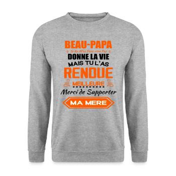 Beau Papa Cadeau - Meilleure Beau-Pére - Sweat-shirt Unisexe - gris chiné - Devant - Alina (178cm) & Michal (187cm)