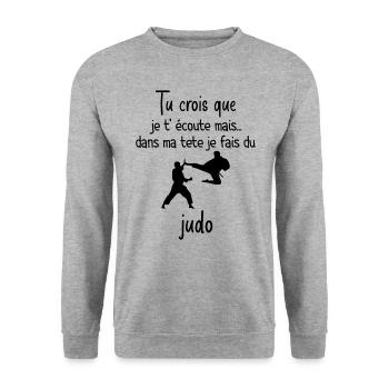 Judo Je Fais Du Judo Humour Judo Cadeau - Sweat-shirt Unisexe - gris chiné - Devant - Alina (178cm) & Michal (187cm)