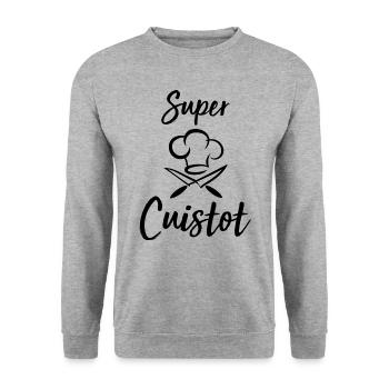 Cuisine super cuistot humour cuisinier cadeau - Sweat-shirt Unisexe - gris chiné - Devant - Alina (178cm) & Michal (187cm)