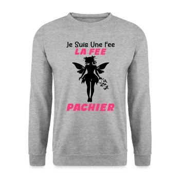 Je Suis Une Fee La Fee Pachier - Humour Cadeau - Sweat-shirt Unisexe - gris chiné - Devant - Alina (178cm) & Michal (187cm)