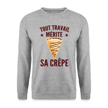 Every job deserves its pancake! Crepe Humor Gift - Unisex Sweatshirt - salt & pepper - Front - Alina (178cm) & Michal (187cm)