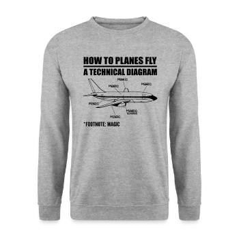 Wie Flugzeuge fliegen Lustiger Luftfahrtingenieur Pilot Airpl - Unisex Pullover - Weißgrau meliert - Vorne - Alina (178cm) & Michal (187cm)