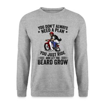 Motorcycle Beard Biker Full Beard Bike Rocker - Sweat-shirt Unisexe - gris chiné - Devant - Alina (178cm) & Michal (187cm)