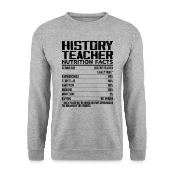 History Teacher Nutrition Facts | History Teacher - Sweat-shirt Unisexe - gris chiné - Devant - Alina (178cm) & Michal (187cm)