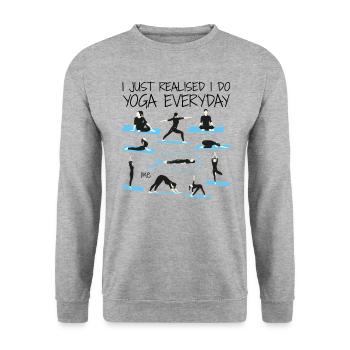 Cadeau Humour Yoga Cadeau Femmes Filles - Sweat-shirt Unisexe - gris chiné - Devant - Alina (178cm) & Michal (187cm)
