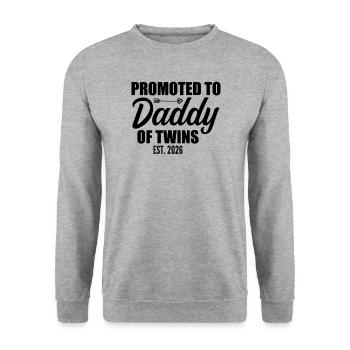 Promoted to Daddy of Twins 2026 Baby Announcement - Unisex Sweatshirt - salt & pepper - Front - Alina (178cm) & Michal (187cm)