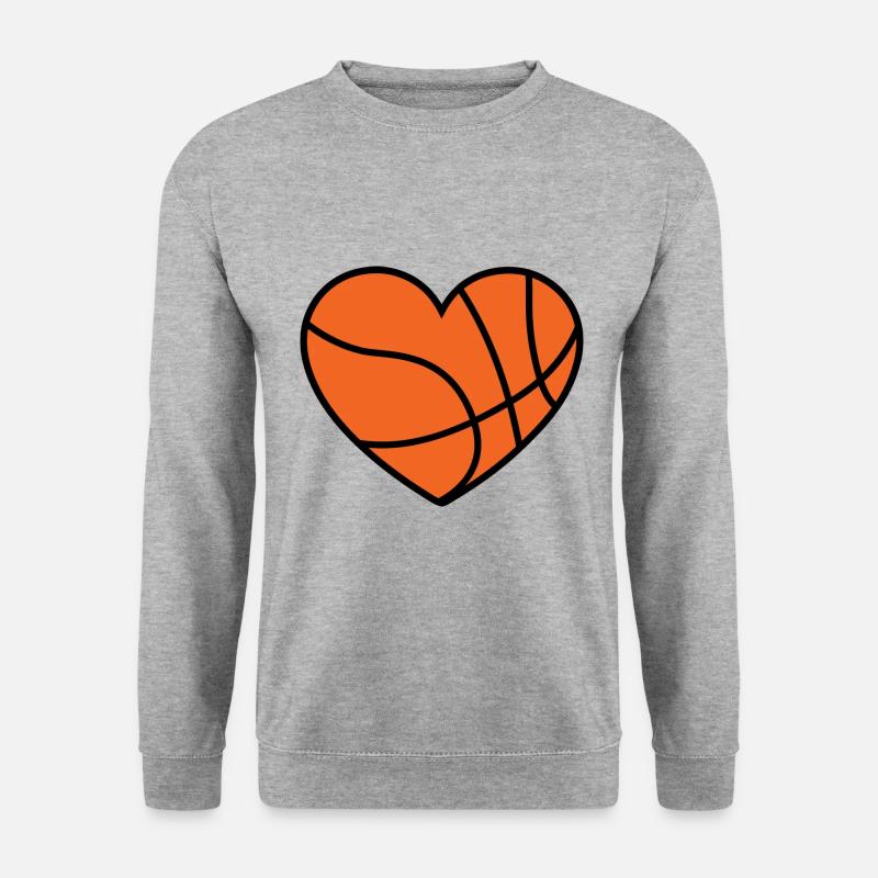 Basketball Herz - Unisex Pullover - Weißgrau meliert